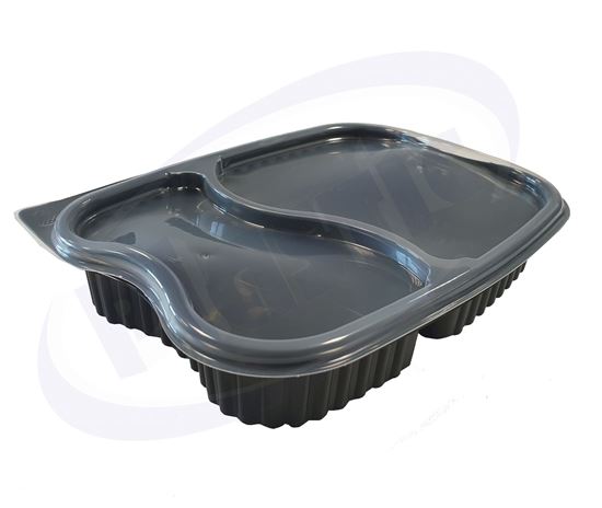 Picture of Box with lid 2 compartment 6x30 pcs. for microwave black 231/182/40 mm.