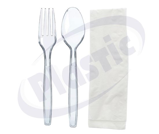 Picture of Set transparent fork, spoon, napkins 6х100 pcs./box