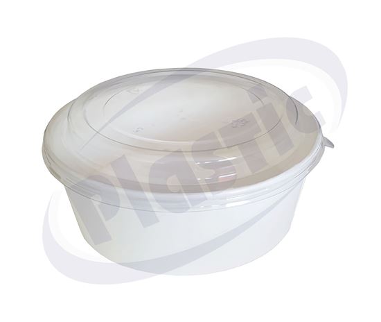 Снимка на Картонена купа за салата 38 oz бяла с капак 100 бр./кашон