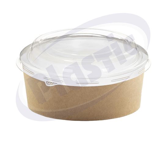 Снимка на Картонена купа за салата 38 oz КРАФТ дизайн с капак 100 бр./кашон