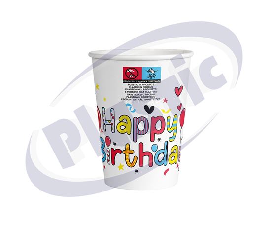 Снимка на Картонени чаши 8oz Happy Birthday ЕС 25х80 бр./кашон АЛ
