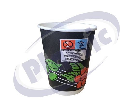 Снимка на Картонени чаши 8oz двустенни КАФЕ 20ст х 25бр./кашон
