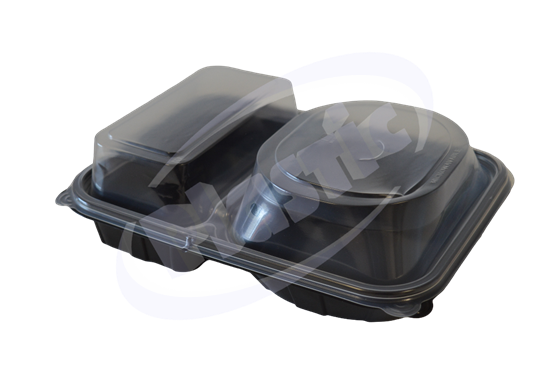 Снимка на Кутия за хамбургер меню с капак 2 ОТД черна 200 бр/кашон ДП