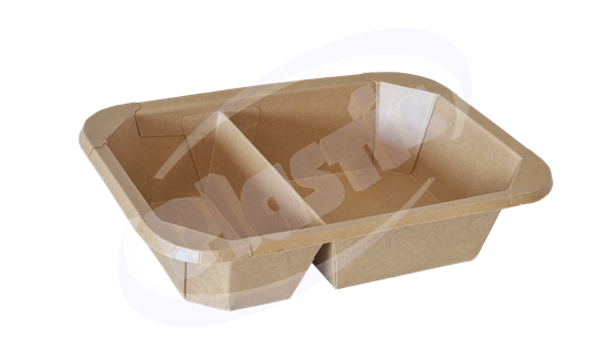 Снимка на Картонена кутия JH-TRS-1200B (3/7) 2 отд КРАФТ 1200 мл 216/156/55 6х50бр/каш